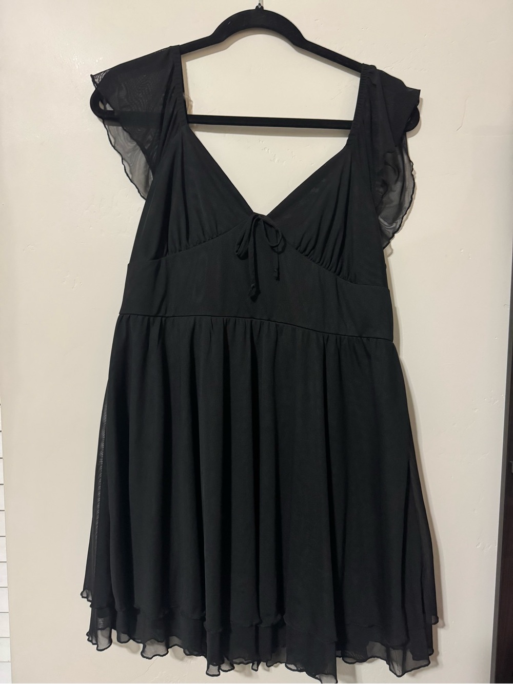 wild fable Black Chiffon V-Neck Babydoll Slip Dress